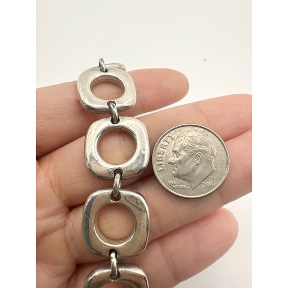 Silver plated cushion square link chain toggle Bracelet 8.25” - Picture 3 of 4